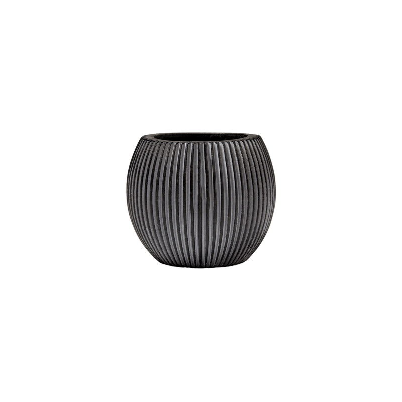 Capi Nature Vase Ball Groove II Black 12x10 cm