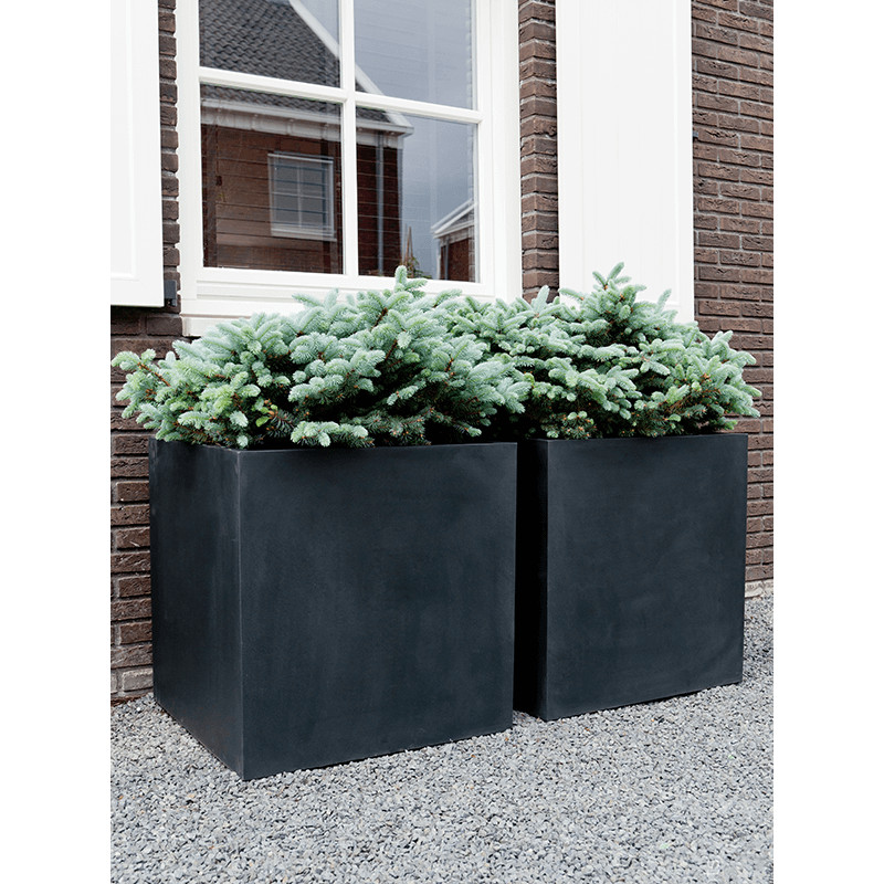 Kvetináč Fiberstone Block S Black 30x30x30 cm