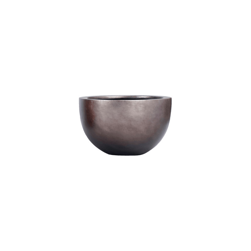 Metallic silver leaf bowl matt coffee 45x27 cm