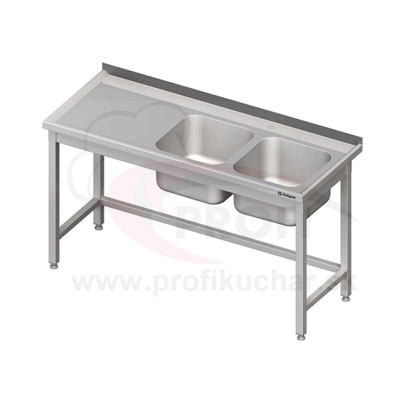 Umývací stôl s dvojdrezom - bez police 1600x600x850mm