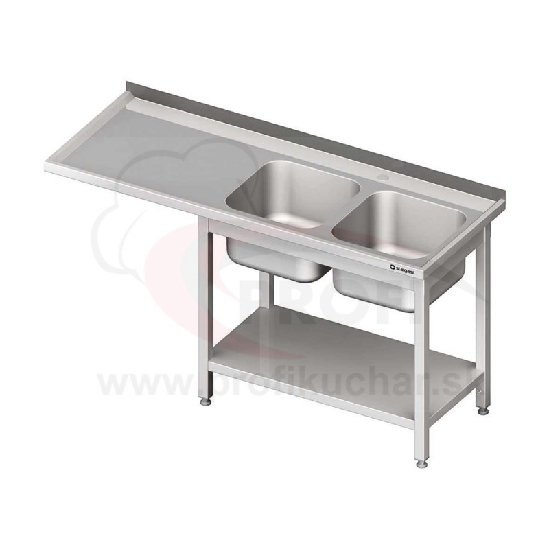 Umývací stôl s priestorom pre podstolovú umývačku, dvojdrez – ĽAVÝ 1900mm