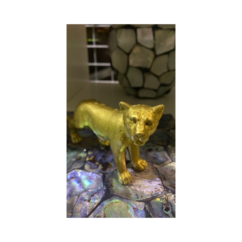 Animal decoration Jaguar gold 12 cm
