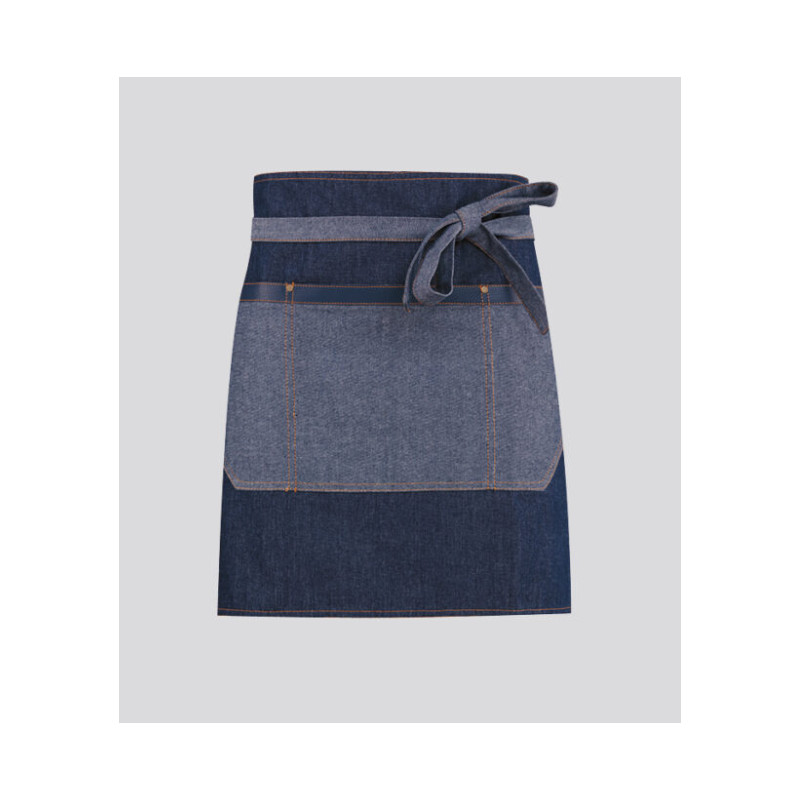 Kellnerschürze mini TOMA - blue Jeans / Öko-Leder