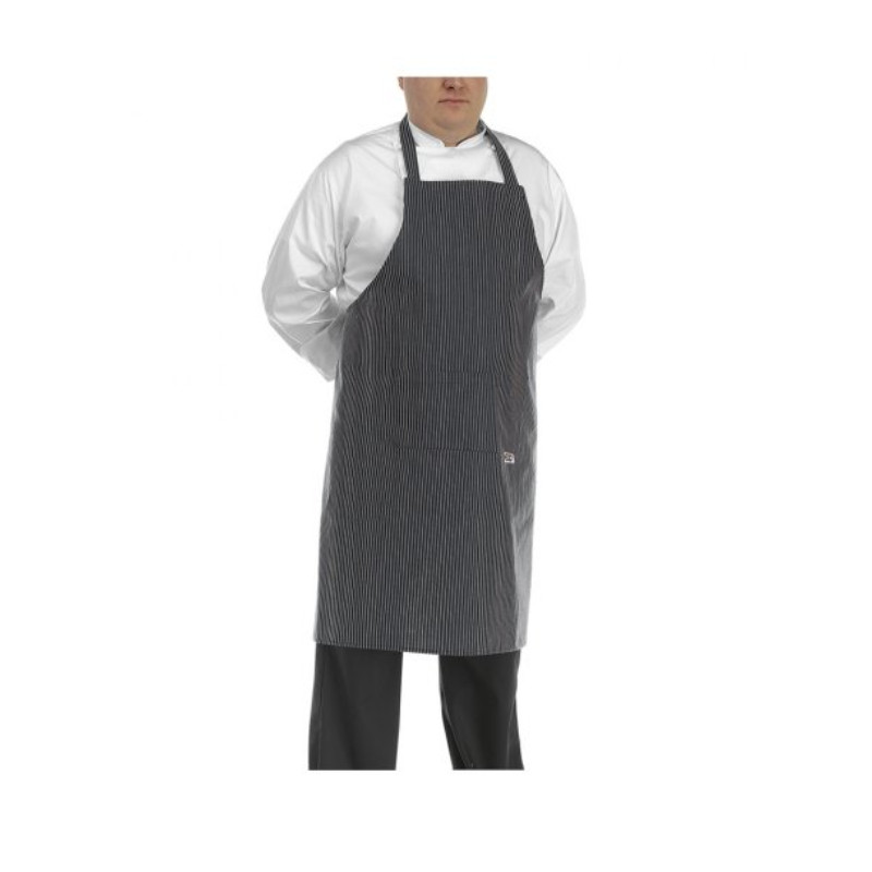 Kuchařská zástěra ke krku EGOchef BIG BOY - SIR jemné bílé pásy - velikost od 5XL - 7XL