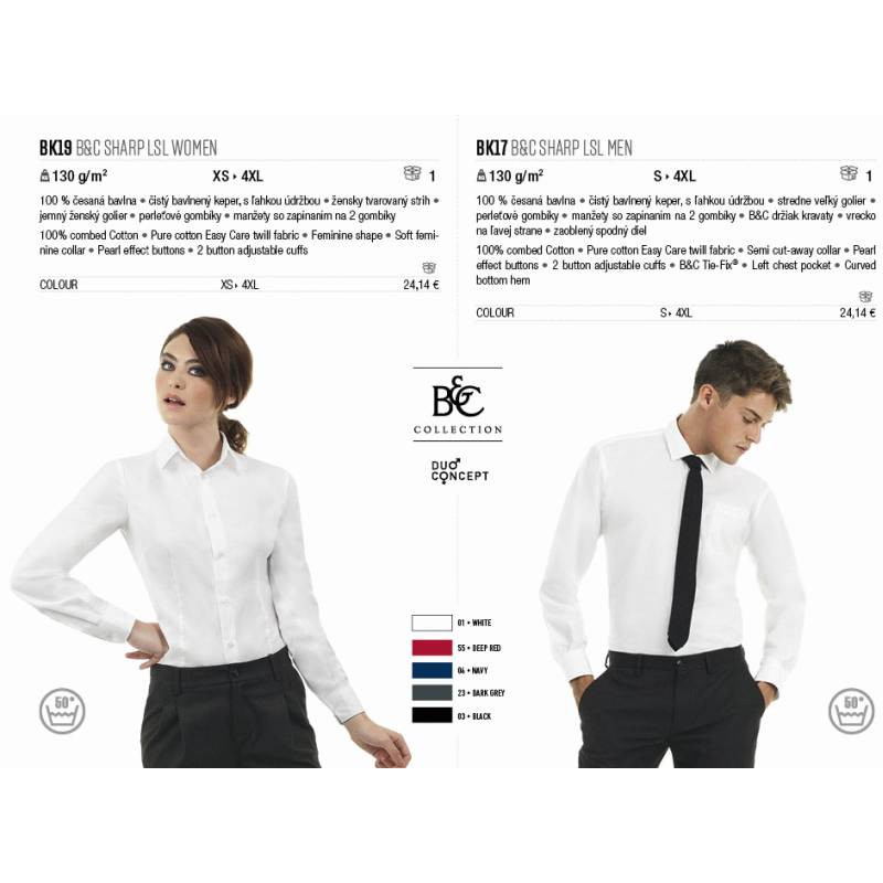 Dámská číšnická košile B&C - 100% bavlna - čierna - POSLEDNÍ KUS