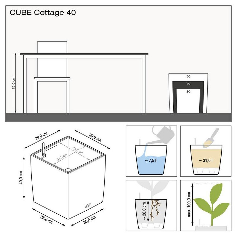 Lechuza Trend Cube Cottage All inclusive set sand brown 40x40x40 cm