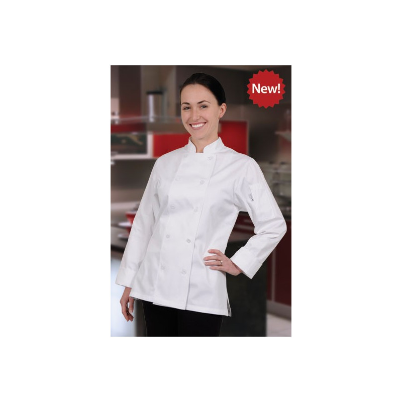 ChefWorks CWLJ női szakácskabát - fehér, fekete