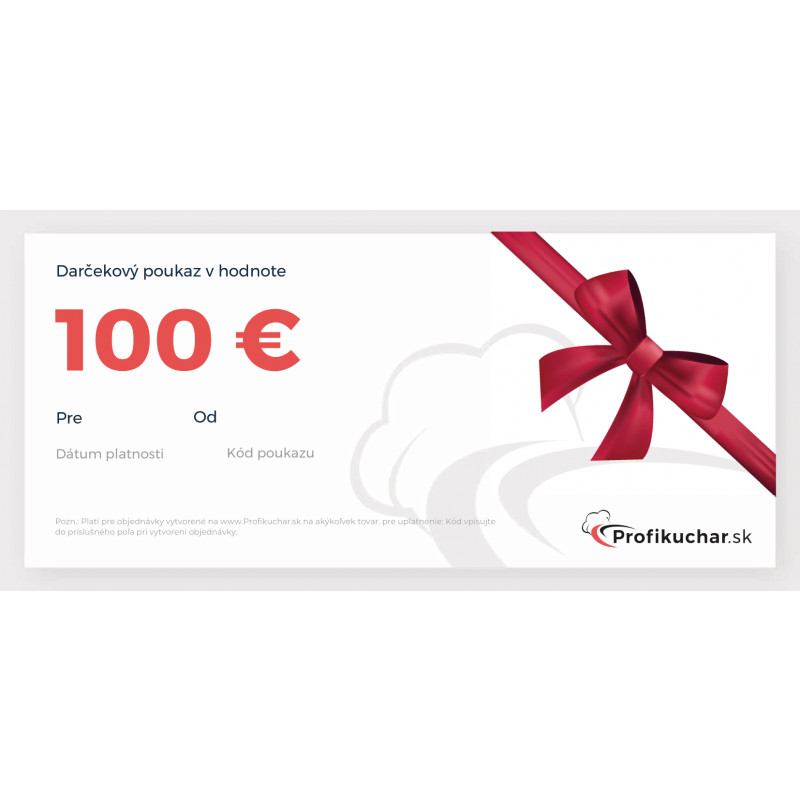 Elektronický darčekový poukaz Profikuchar.sk na nákup tovaru v hodnote 100 €