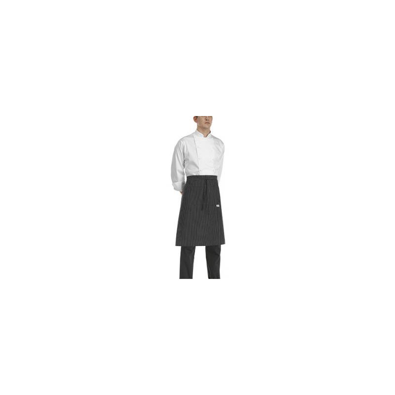 Kuchárska zástera nízka s vreckom EGOchef - jemné biele pásy