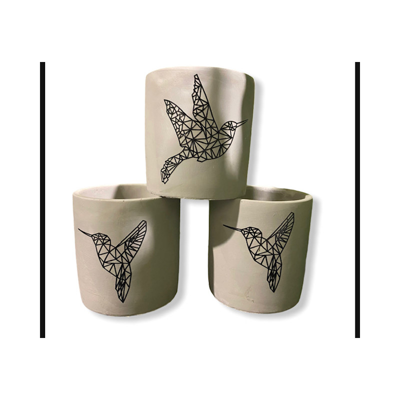 Ceramic pot Origami Kolibri black 9 cm