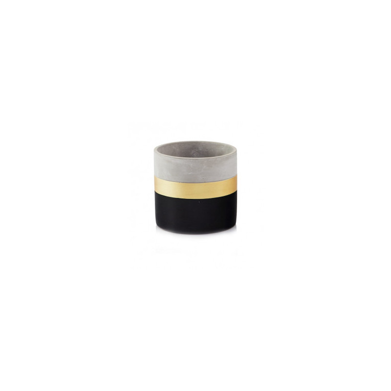 Kvetináč Cylinder čierno/zlatý/sivý 14x13 cm