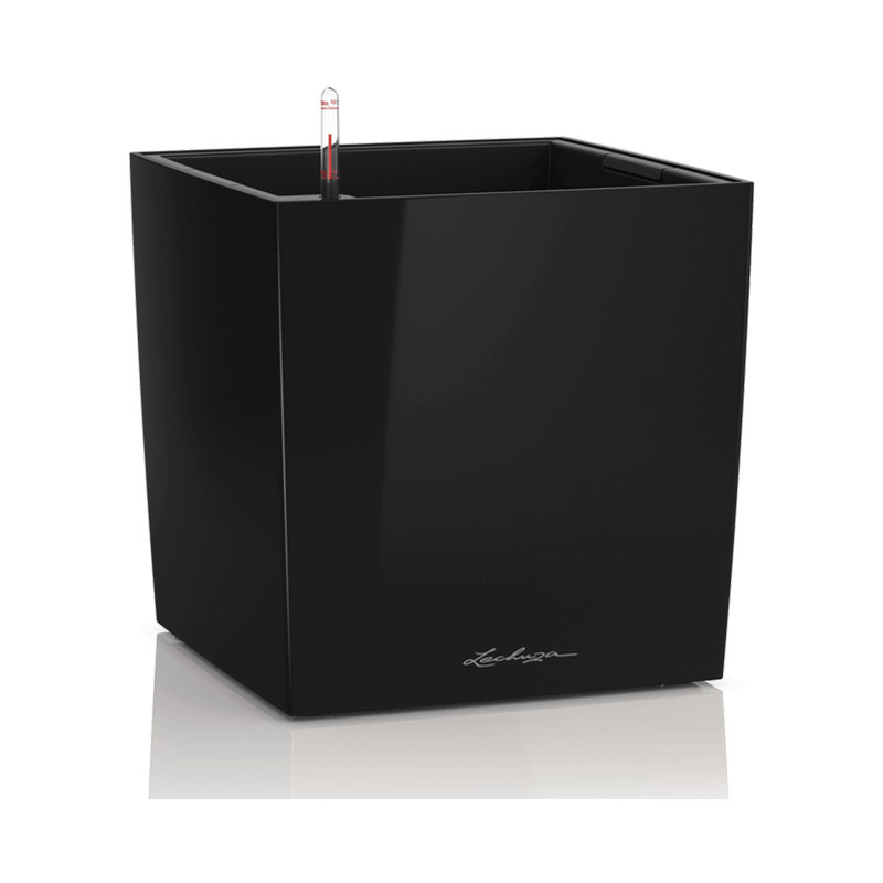 Kvetináč Lechuza Cube Premium All-in-One set čierny lesklý 50x50x50 cm