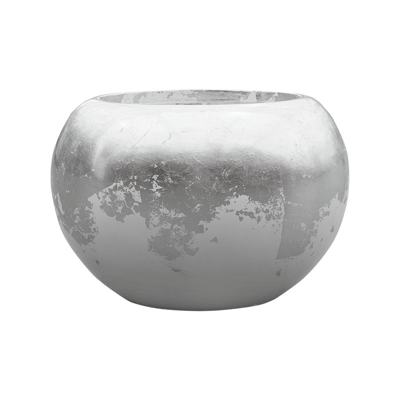 Kvetináč Luxe Lite Glossy Globe white-silver 39x27 cm