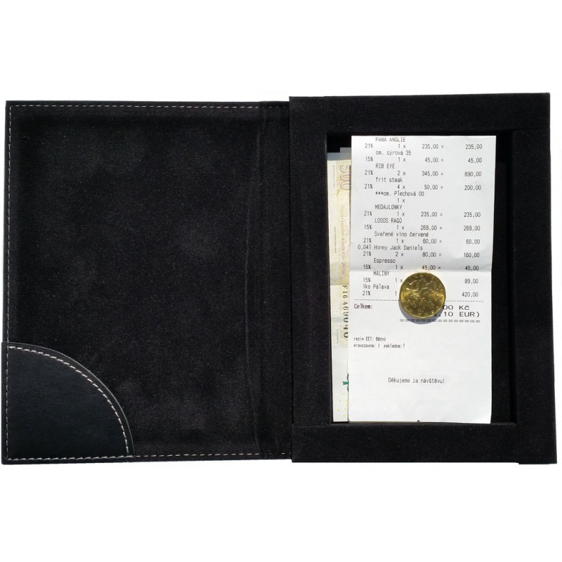 Krabička na účtenky, peniaze a mince 14x20 cm, čierna   