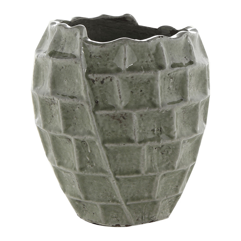 Indoor Pottery Pot High square Design Mint 17x19 cm