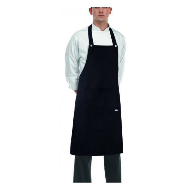 Kuchařská zástěra EGOchef ROCK ke krku s kapsou - Černá 70x90 cm