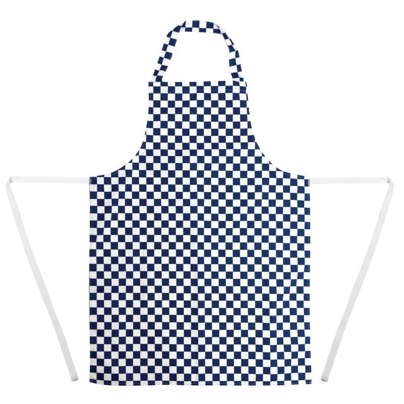 Kuchařská zástěra ke krku - modro-bílá šachovnice