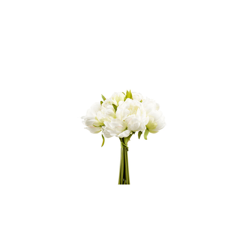 Bouquet Peony White umelá kytica biela 8 kvetov 24 cm