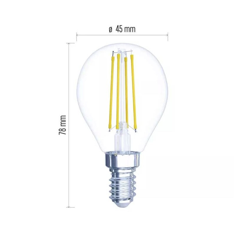 EMOS LED Žiarovka Filament Mini Globe 6W E14 neutrálna biela