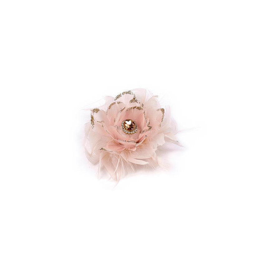 Kvet MagicHome Vianoce, so štipcom, páperový, ružový, 11 cm
