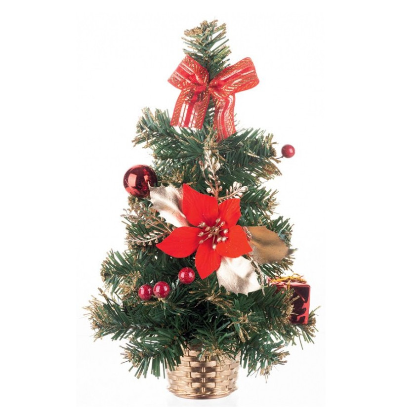 Stromček MagicHome Vianoce, ozdobený, červený, 30 cm