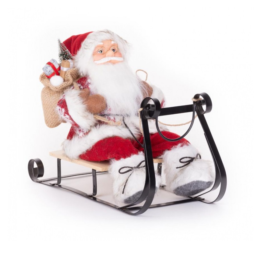 Dekorácia MagicHome Vianoce, Santa na sánkach, červený, 46 cm