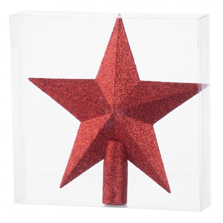 Ozdoba MagicHome Vianoce, 1 ks, 20 cm, hviezda, červená, na vianočný stromček