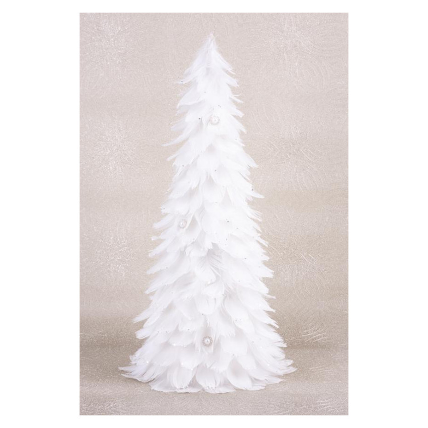 Dekorácia MagicHome Vianoce, Stromček z páperia, biely, 22x46 cm