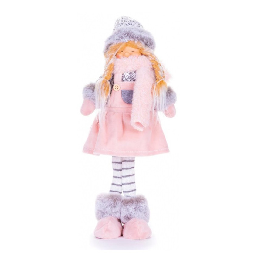 MagicHome Dievčatko s vysokým klobúkom ružovo-sivé 48 cm