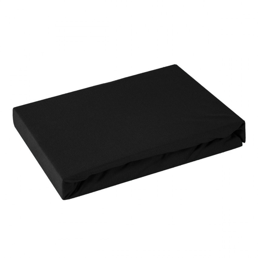 EUROFIRANY Plachta na posteľ s napínacou gumou Jersey 180x200+30cm čierna