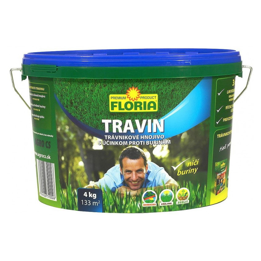 TRAVIN Trávnikové hnojivo s účinkom proti burinám 3v1 4 kg