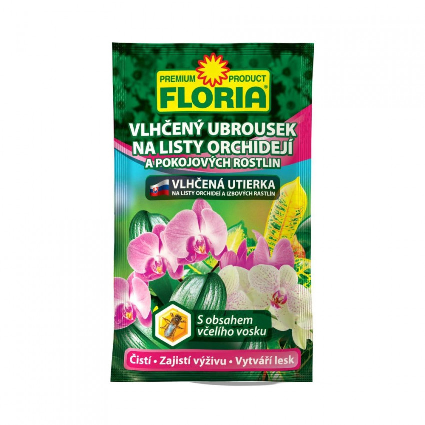 FLORIA Vlhčený obrúsok na listy orchideí a izbových rastlín 6 g