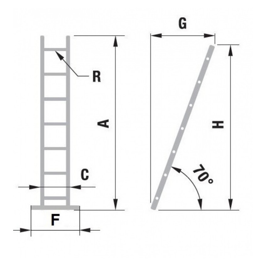 Rebrík jednodielny 7107 1x7 priečok, 1,99m