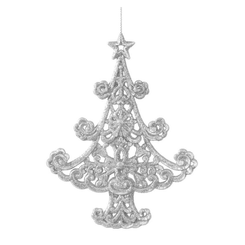 EUROFIRANY Ozdoba vianočná stromček strieborný