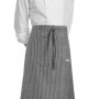 Kuchařská zástěra nízká s kapsou EGOchef - sivé jemné bílé pásy