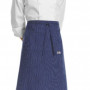 Kuchařská zástěra nízká s kapsou EGOchef - modré jemné bílé pásy