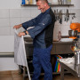 Kuchařské kalhoty EGOchef modré jemné bílé pásy