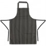 Kuchařská zástěra ke krku - černá s bílými pásy