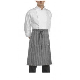 Kuchárska zástera nízka s vreckom EGOchef - sivé jemné biele pásy