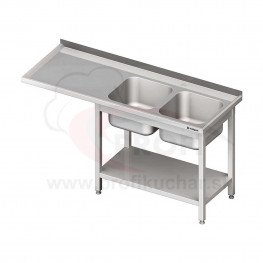 Umývací stôl s priestorom pre podstolovú umývačku, dvojdrez – ĽAVÝ 2200mm