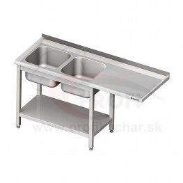 Umývací stôl s priestorom pre podstolovú umývačku, dvojdrez – PRAVÝ 1600mm