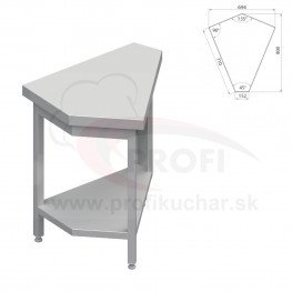 Neutrálný výdajný stoly rohový 45° - vonkajší – 697x800x880mm