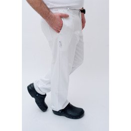 Kuchařské kalhoty EGOchef EVO, na knoflík - bíla
