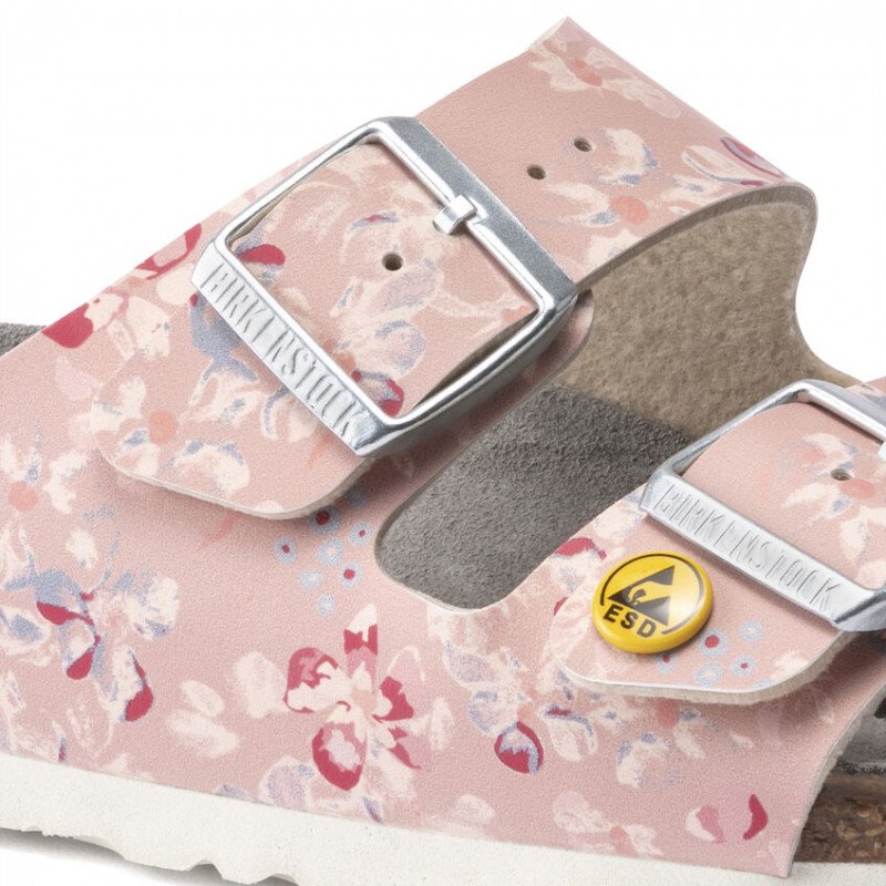 Zdravotná obuv Birkenstock Arizona ESD - ružová s kvetinami 