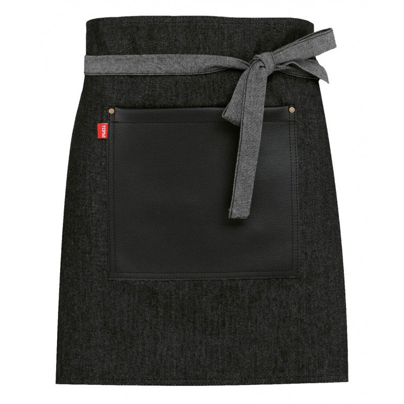 Číšnická zástěra mini TOMA - černá jeans / eko kůže