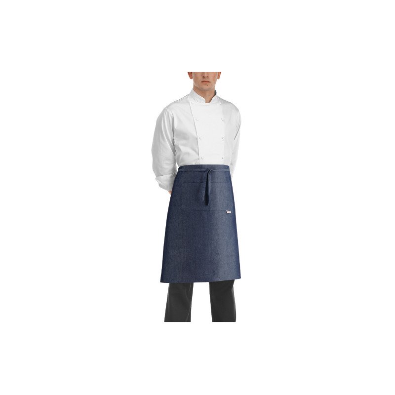 Kuchařská zástěra nízká EGOchef s kapsou - JEANS 70x70 cm