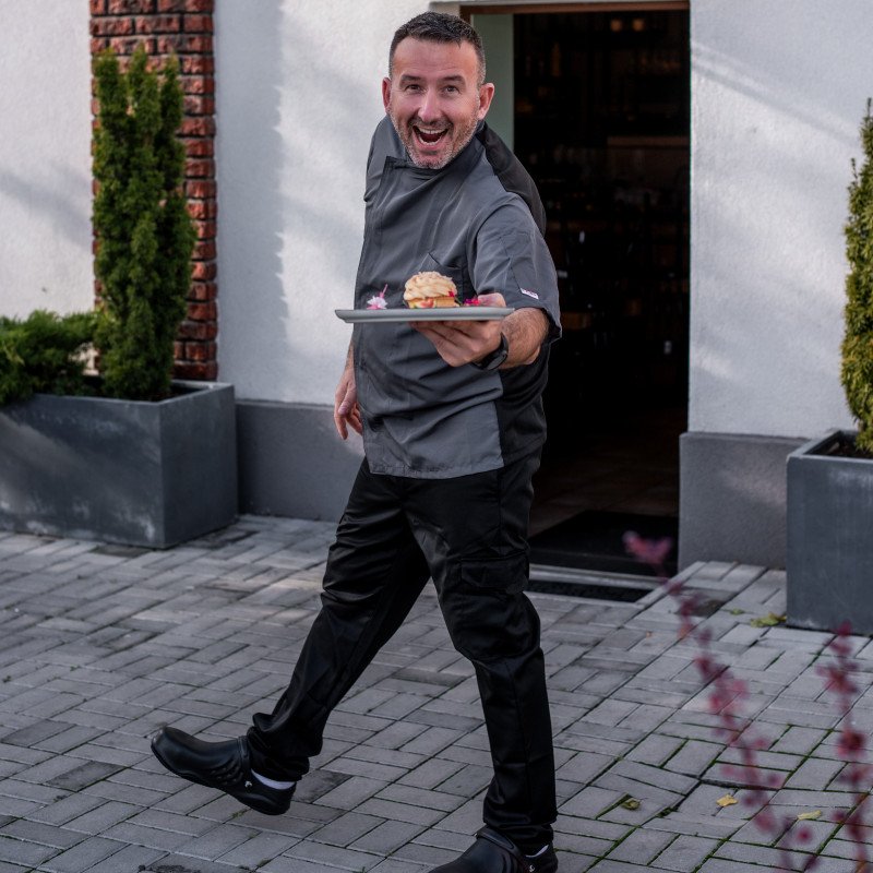 Kuchařský rondon EGOchef OTTAVIO cool vent šedý - krátky rukáv